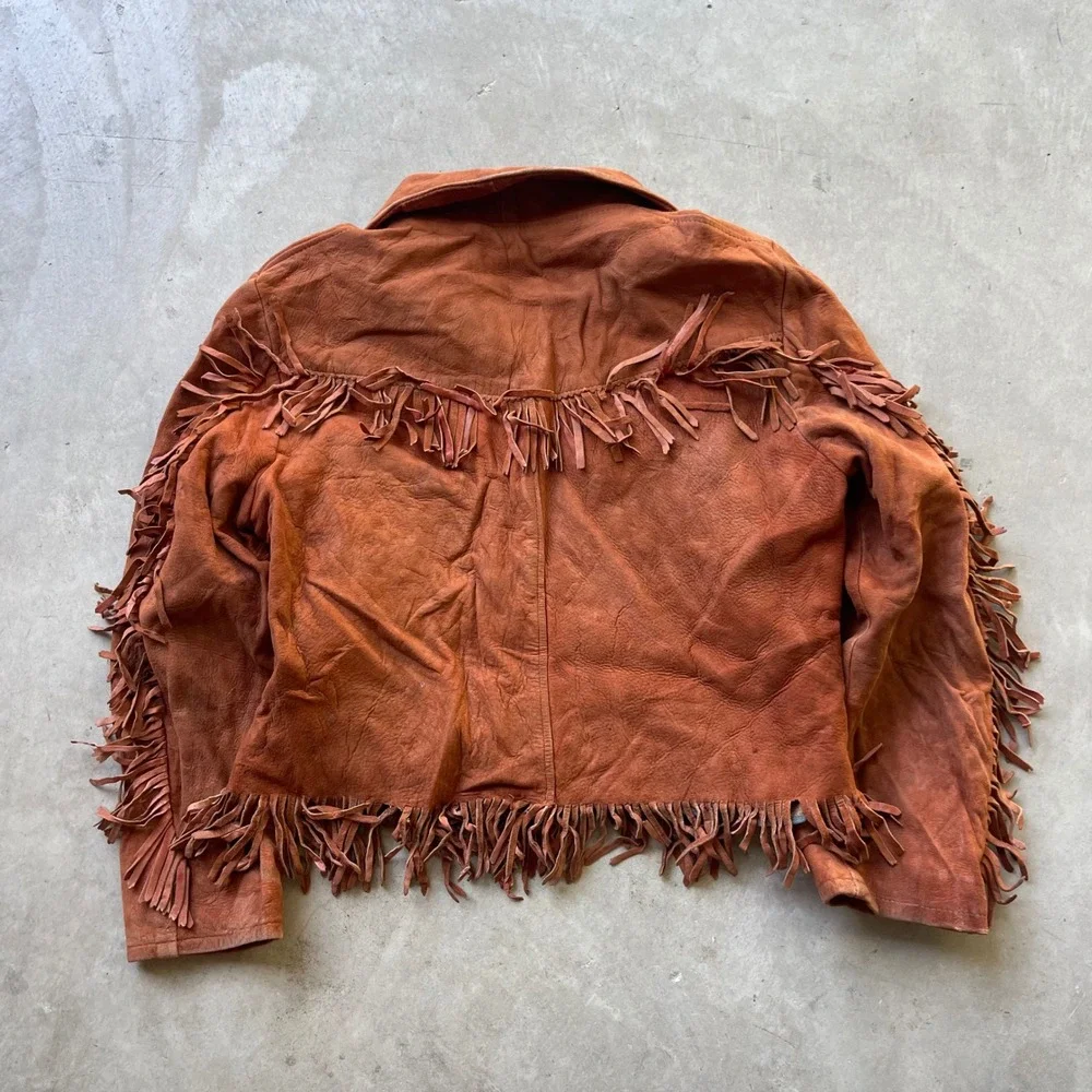 Vintage 1950s K-Bar-Z Ranchwear Kids Suede Fringe Jacket Burnt Orange Western